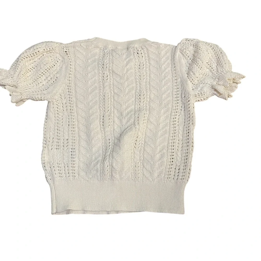Gap Kids Girls Size Small Cream Cable Knit Short Sleeve Sweater Boho Cottagecore